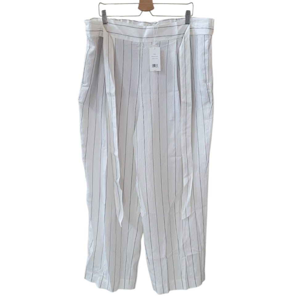 VINCE. Soft Stripe Belted Pull On Wide Leg Pant Size 2X